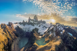 Mount Fitz Roy with Laguna de los Tres and laguna Sucia, Patagonia, Argentina